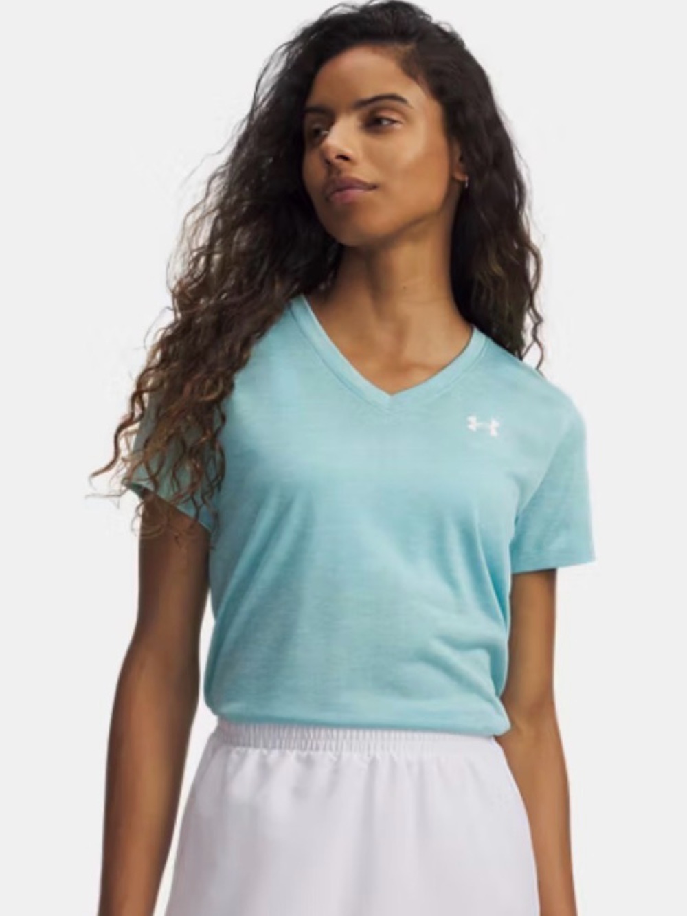 Under Armour Women's Aqua V-Neck Short Sleeve Performance Tee. Size S